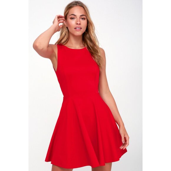 Lulus Dresses & Skirts - NWOT Womens Size Medium Lulus Red Living for Love Backless Skater Dress NEW